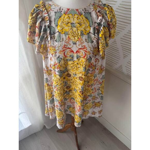 Free People Women’s Small Yellow Floral Yara Printed Mini Dress - Picture 3 of 6
